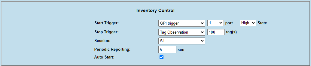 Example FxConnect Inventory Control Configuration